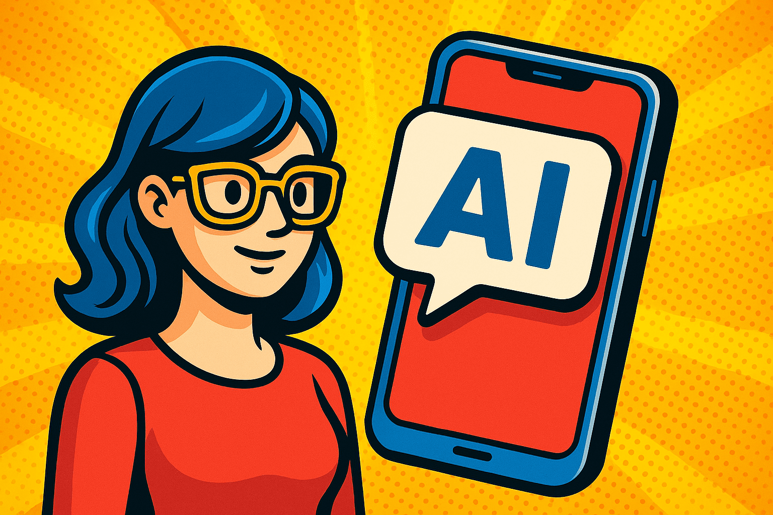 A woman talking on the phone with an AI agent